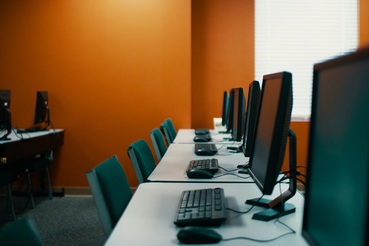 Room with multiple computer workstations